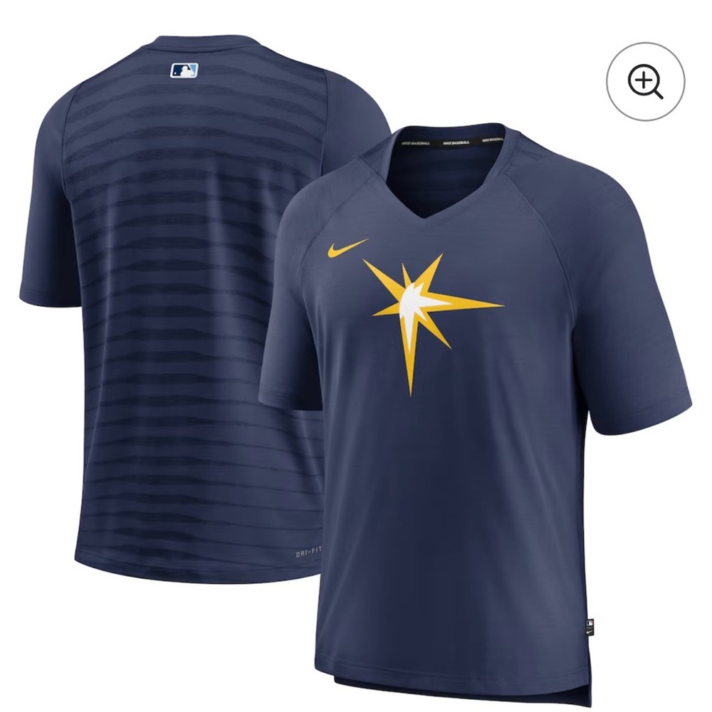 Nike Tampa Bay Rays Raglan Performance V-Neck Shirt Men’s XL Navy Dri-FIT